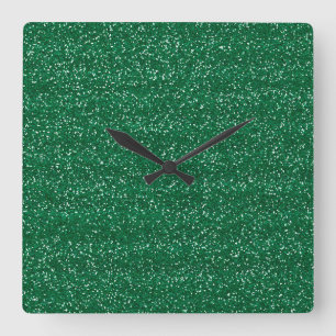 Glanzend groen & zilver glitter vierkante klok