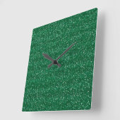 Glanzend groen & zilver glitter vierkante klok (Hoek)