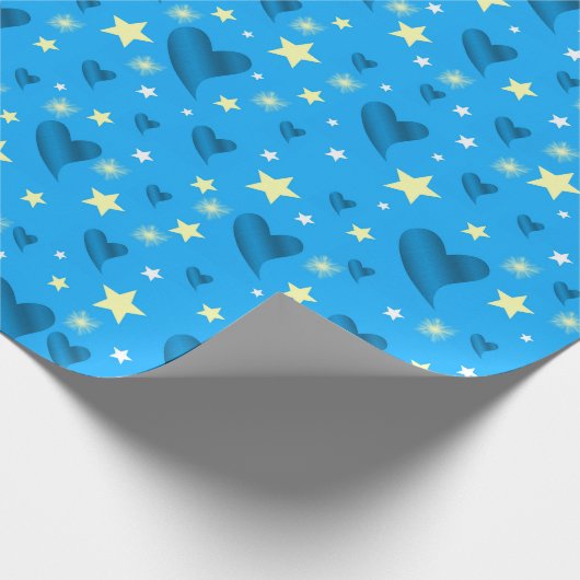 glanzend, harten, kleurrijk, sterren, metaal, goud cadeaupapier (Hoek)