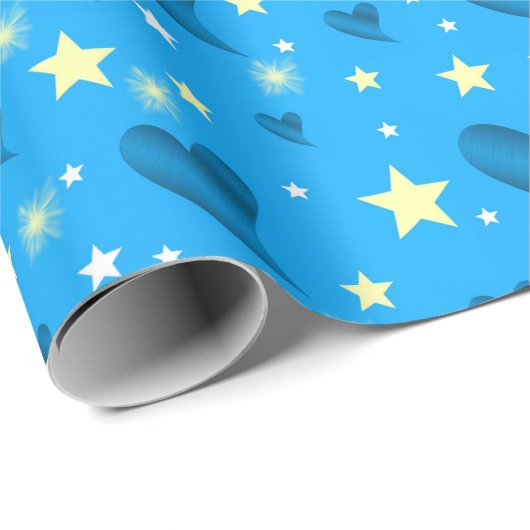 glanzend, harten, kleurrijk, sterren, metaal, goud cadeaupapier (Rol Hoek)