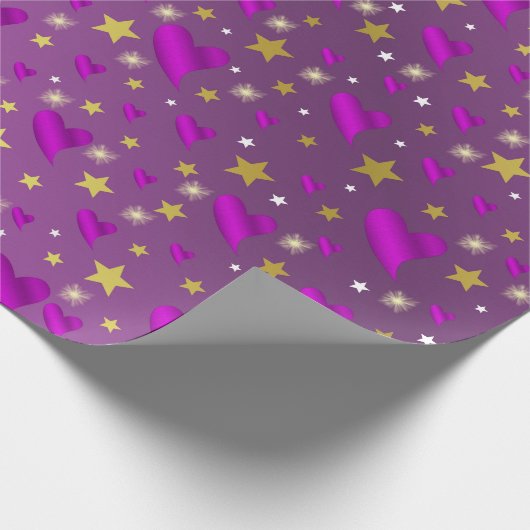 glanzend, harten, kleurrijk, sterren, metaal, goud cadeaupapier (Hoek)