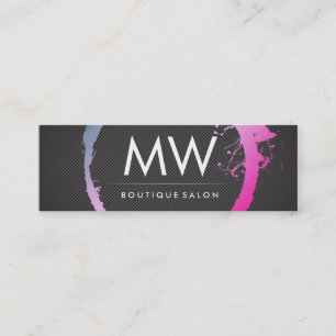 Glanzend heet roze blauwe geborstelde monogram mini visitekaartje