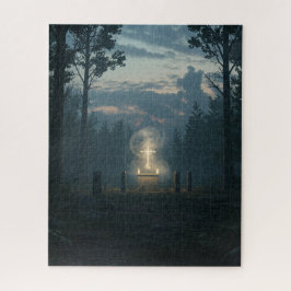 Glanzend Heilig Kruis in Mystiek Oud Bos Legpuzzel