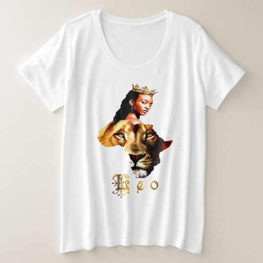 "Glanzend helder, Leo Queen" Grote Maat T-shirt (Design voorkant)