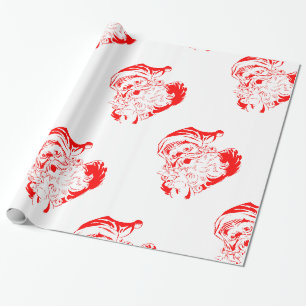 Glanzend Inpakpapier, 76cm x 1,8m SANTA, GROEN & R Cadeaupapier