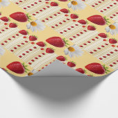 Glanzend Inpakpapier Aardbei Witte Madeliefjes (Hoek)