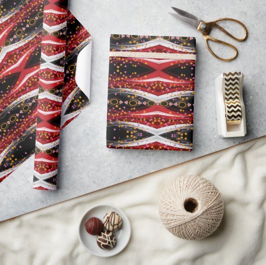 Glanzend inpakpapier Abstract Rood Zwart Wit (Crafts)