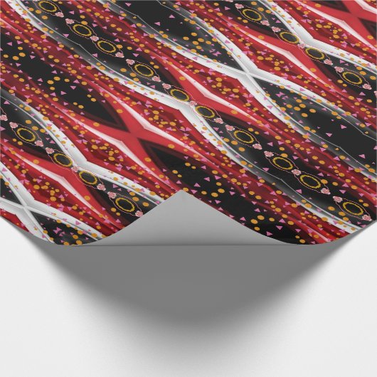 Glanzend inpakpapier Abstract Rood Zwart Wit (Hoek)