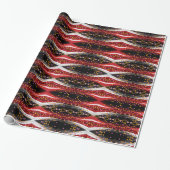 Glanzend inpakpapier Abstract Rood Zwart Wit (Uitgerold)