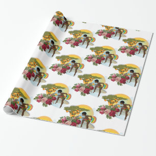 Glanzend Inpakpapier, Afrikaanse Vrouwen Bloemroze Cadeaupapier