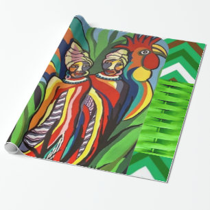 Glanzend Inpakpapier, Afrikaanse Vrouwen Papegaai Cadeaupapier