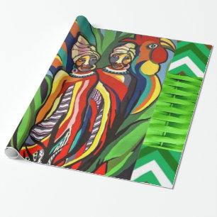 Glanzend Inpakpapier, Afrikaanse Vrouwen Papegaai Cadeaupapier
