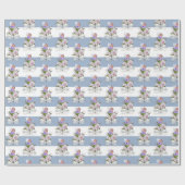 Glanzend Inpakpapier Blauw & Wit Streep (Vlak)
