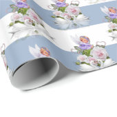 Glanzend Inpakpapier Blauw & Wit Streep (Rol Hoek)