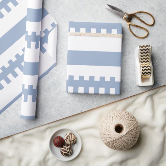 Glanzend Inpakpapier Blauw & Wit Streep (Crafts)