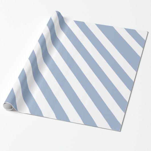 Glanzend Inpakpapier Blauw & Wit Streep (Uitgerold)