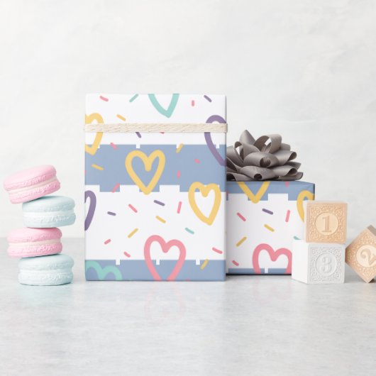 Glanzend Inpakpapier Blauw & Wit Streep (Baby Shower)