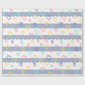 Glanzend Inpakpapier Blauw & Wit Streep (Vlak)