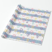 Glanzend Inpakpapier Blauw & Wit Streep (Uitgerold)