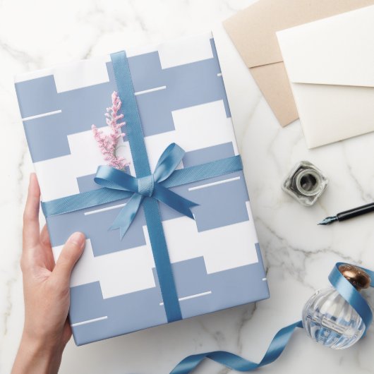 Glanzend Inpakpapier Blauw & Wit Streep (Geschenken)