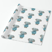 Glanzend Inpakpapier Blauwe Olifant  (Uitgerold)
