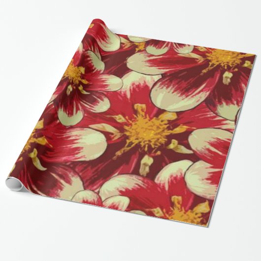 Glanzend Inpakpapier, Bloemen Cadeaupapier (Uitgerold)