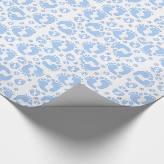Glanzend inpakpapier Blue Baby Feet Boy Elephant (Hoek)