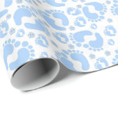 Glanzend inpakpapier Blue Baby Feet Boy Elephant (Rol Hoek)