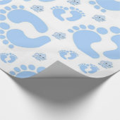 Glanzend inpakpapier Blue Baby Feet Boy Elephant (Hoek)