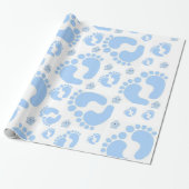 Glanzend inpakpapier Blue Baby Feet Boy Elephant (Uitgerold)