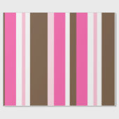 Glanzend Inpakpapier Bruin & Roze Streep (Vlak)