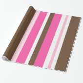 Glanzend Inpakpapier Bruin & Roze Streep (Uitgerold)