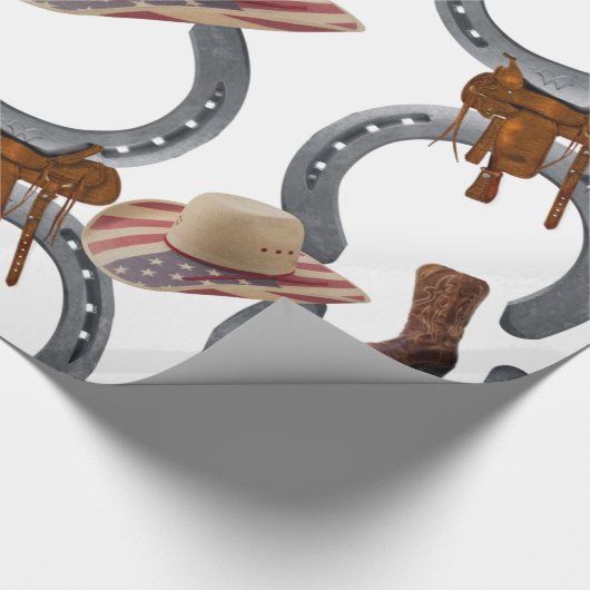 Glanzend inpakpapier, cowboyzadel Hoefijzer Cadeaupapier (Hoek)