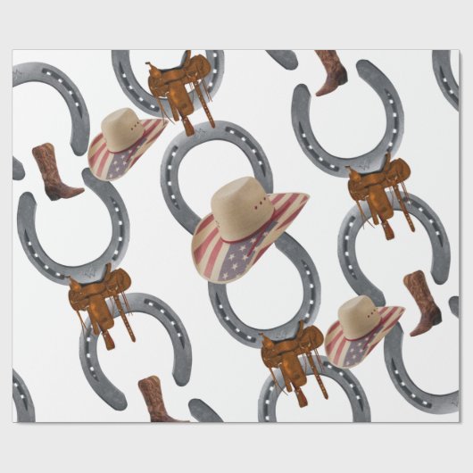 Glanzend inpakpapier, cowboyzadel Hoefijzer Cadeaupapier (Vlak)
