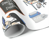 Glanzend Inpakpapier, Deadline Penguin Office Cadeaupapier (Rol Hoek)