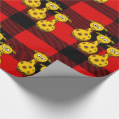 Glanzend Inpakpapier Giraffe Rood Zwart Geruit (Hoek)