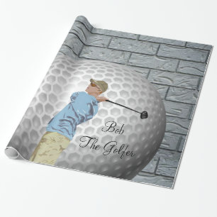 Glanzend inpakpapier, Golf Golfen Golfer Cadeaupapier