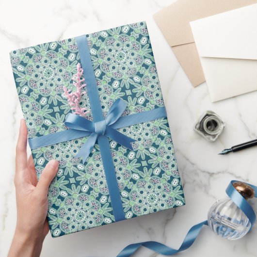 Glanzend Inpakpapier groen boho (Geschenken)