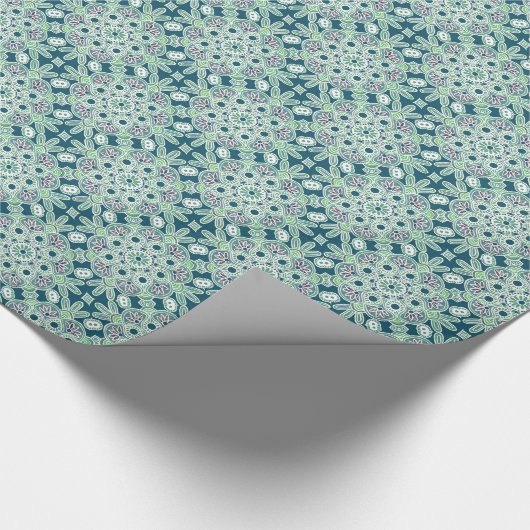 Glanzend Inpakpapier groen boho (Hoek)