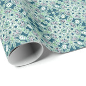 Glanzend Inpakpapier groen boho (Rol Hoek)