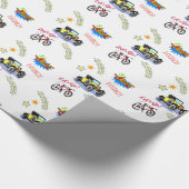 Glanzend inpakpapier held fiets auto vliegtuig (Hoek)