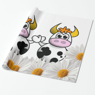 Glanzend Inpakpapier, Koe Witte Madeliefje Cadeaupapier