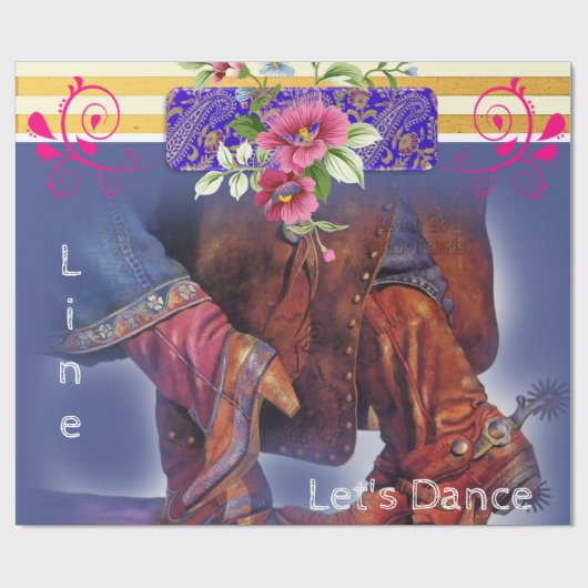 Glanzend inpakpapier, Line Dancing Country Cadeaupapier (Vlak)