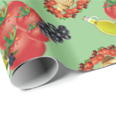 Glanzend inpakpapier, Olijfolie Olijven Tomaat Cadeaupapier (Rol Hoek)