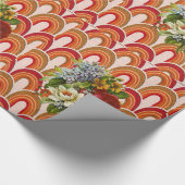 Glanzend Inpakpapier Oranje Bloemen (Hoek)