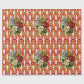 Glanzend Inpakpapier Oranje Bloemen (Vlak)