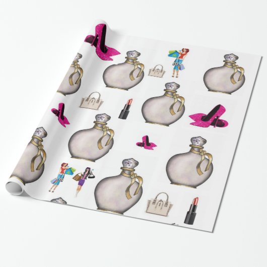 Glanzend inpakpapier parfum (Uitgerold)