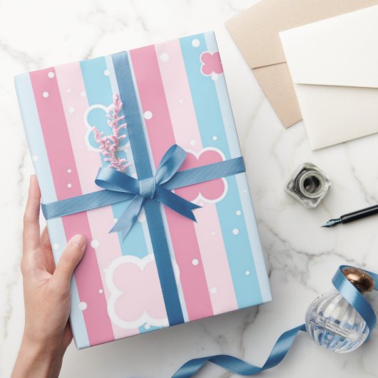 Glanzend Inpakpapier Pasteltinten Streep (Geschenken)