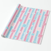 Glanzend Inpakpapier Pasteltinten Streep (Uitgerold)