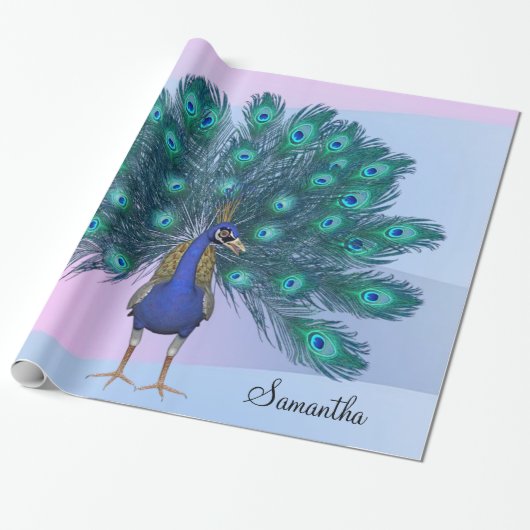 Glanzend Inpakpapier, Pauw Cadeaupapier (Uitgerold)